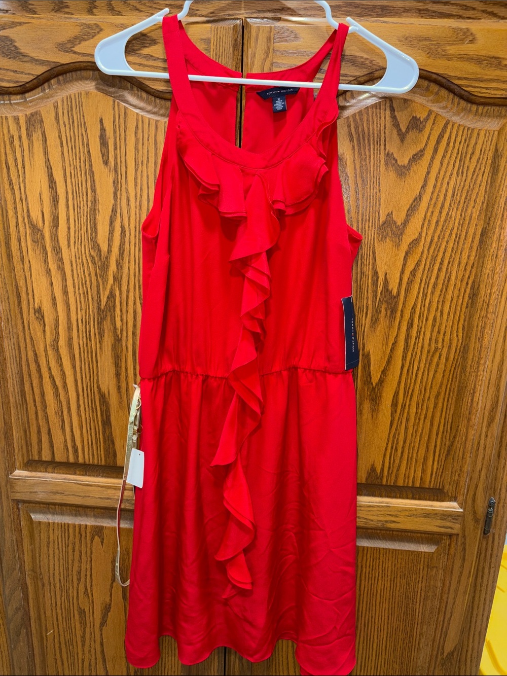 Tommy Hilfiger Red Ruffle Front Sleeveless Mini Dress